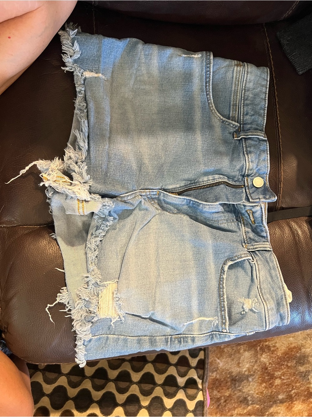Wrangler Light Blue Frayed Denim Cutoff Shorts